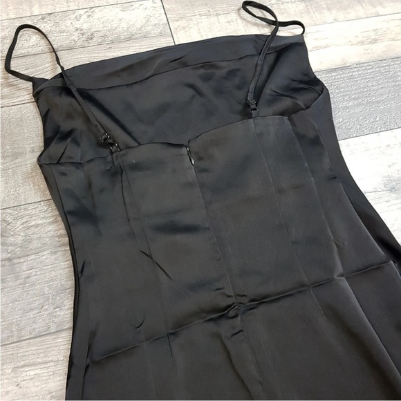 Urban Outfitters Satin Mallory Mini Dress XS UK 6 Black Slip LBD Party BNWT - Picture 8 of 11